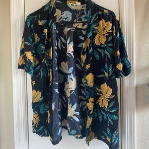 Roxy Button Down Hawaiian Crop Shirt Size XL